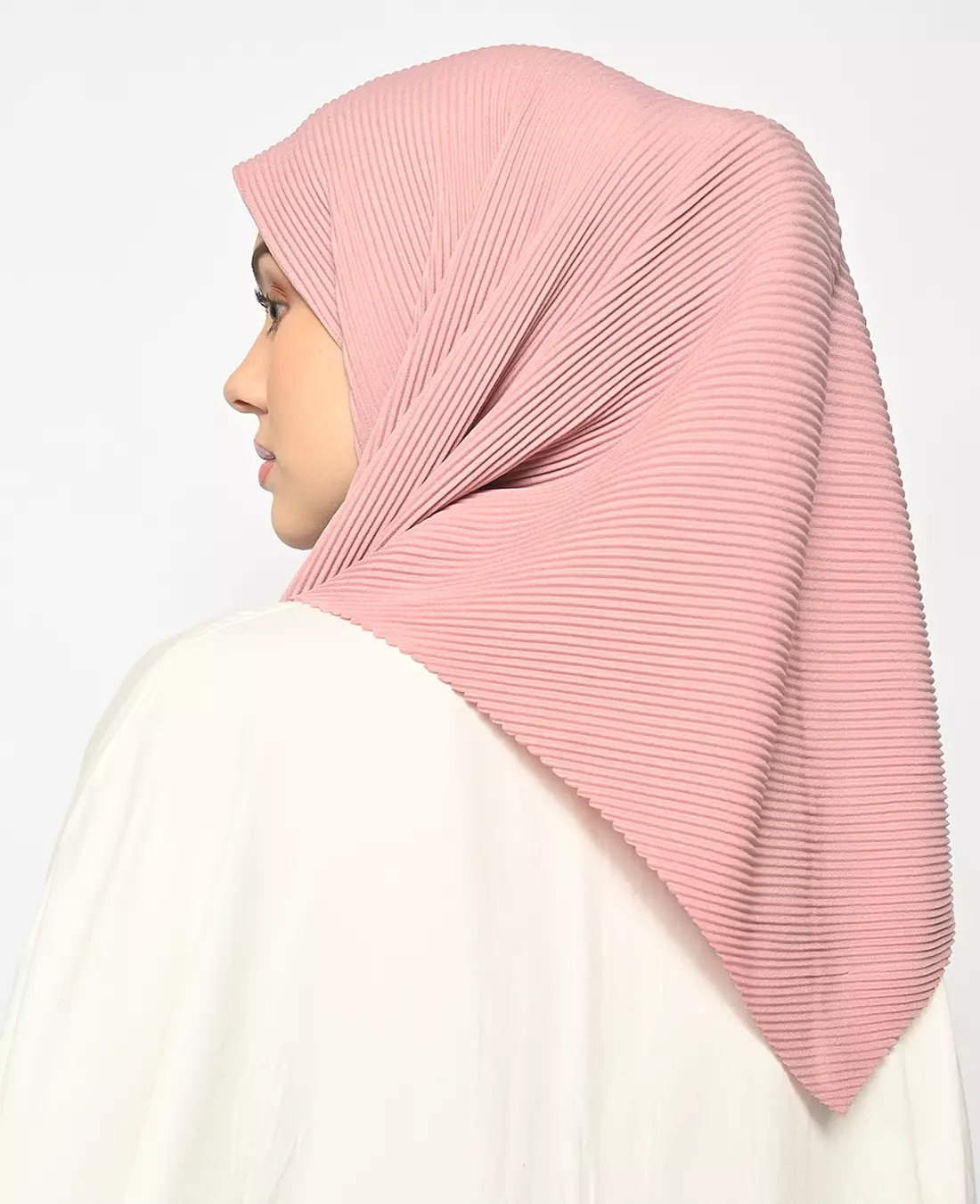 Suria Segitiga Instan Pleats Baby Pink