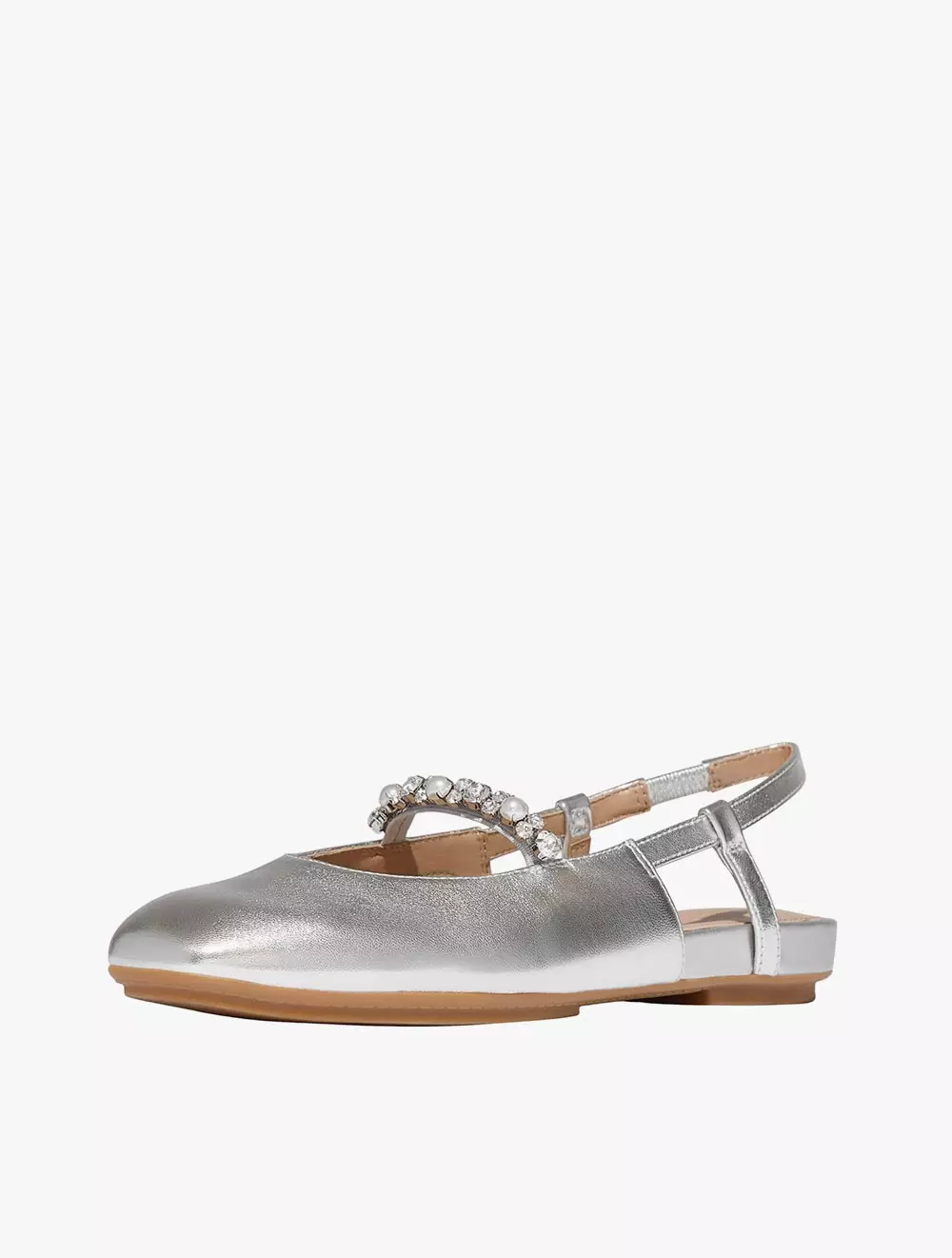 Fitflop Delicato Pearls-And-Crystal Leather Women's Slingbacks - Silver