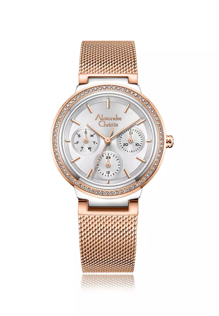 Alexandre Christie Jam Tangan Wanita - Rosegold Silver - Stainless Steel - 2B20 BFBTRSL