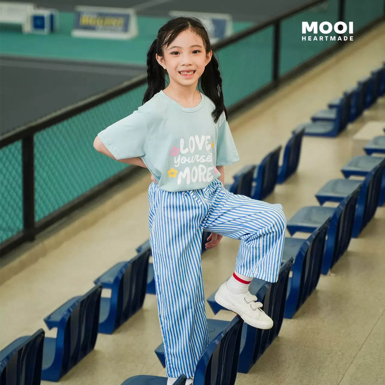Mooi Celana Panjang Anak Perempuan Manda Striped Pants - Pink Tua