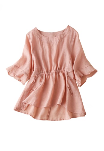 Twenty Eight Shoes pink VANSA Fashion Contrast Ruffled Sleeveless Shirt VCW-Se7dZ C8ED0AA478BD7FGS_1