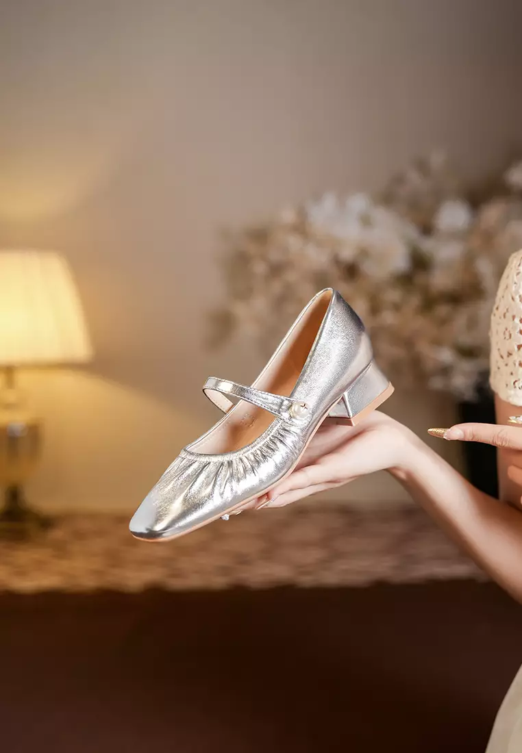 3CM Pearl Strap Microfiber Leather Mary Jane Shoes BY3102-19
