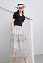 Hopeshow Polka Dot High Waist Tiered Midi Skirt 2025 | Buy