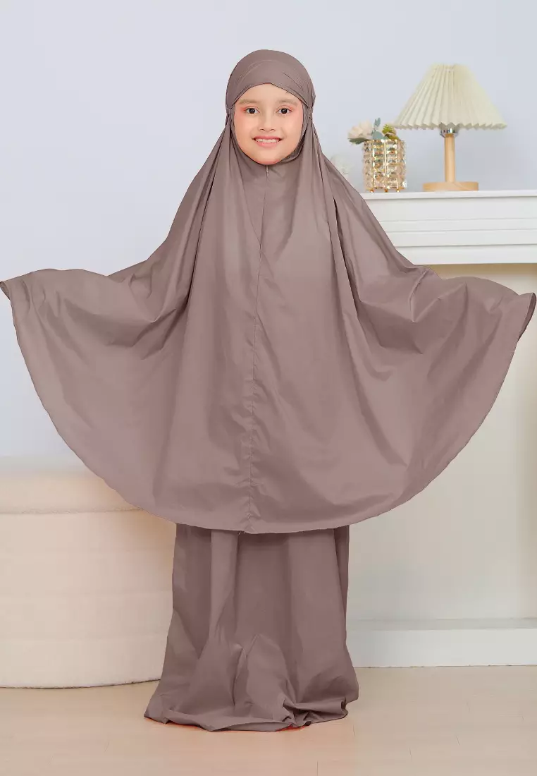 Zalwa Prayer Set | Mukena Travel Polos Resleting 2in1 | Mukena Anak - Wistful Mauve - TK