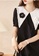 OUNIXUE black Elegant Lapel Bubble Shoulder Chiffon Dress C2013AA679DE1BGS_3
