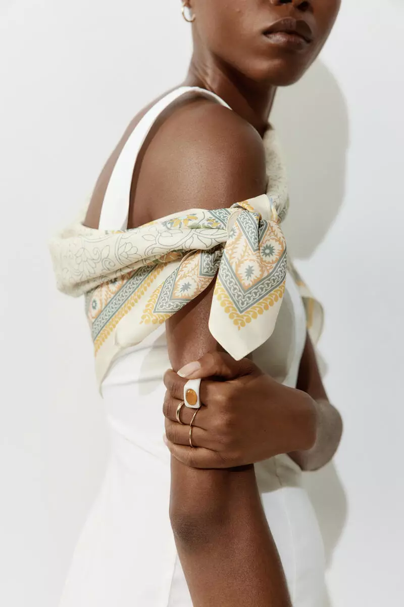 Printed satin scarf