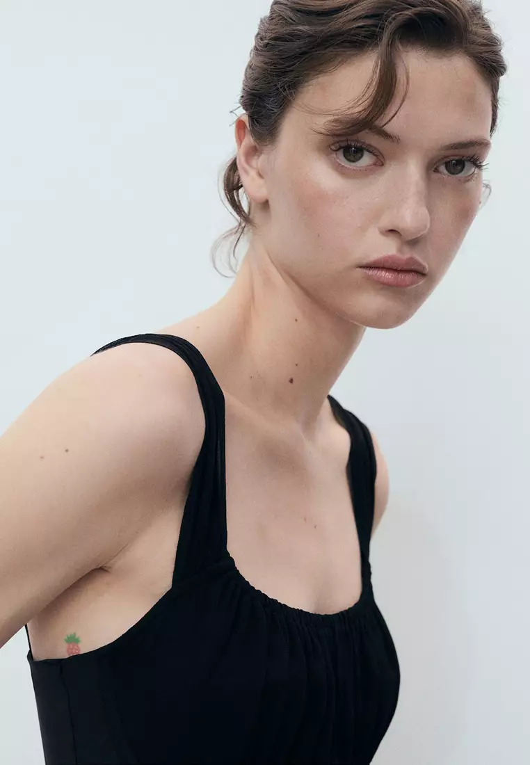 Short Dress With Ruched Neckline