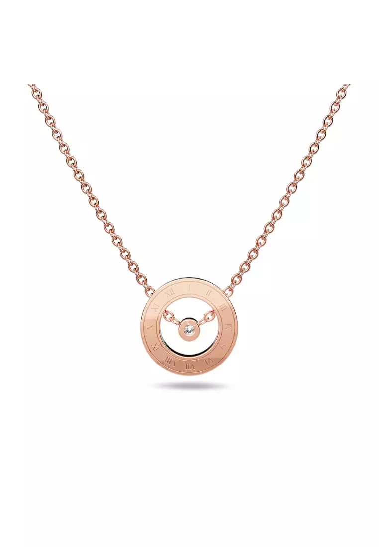 PASSION JEWELLERY Genuine Single Diamond Set Roman numeral Halo Necklace Rose Gold Titanium