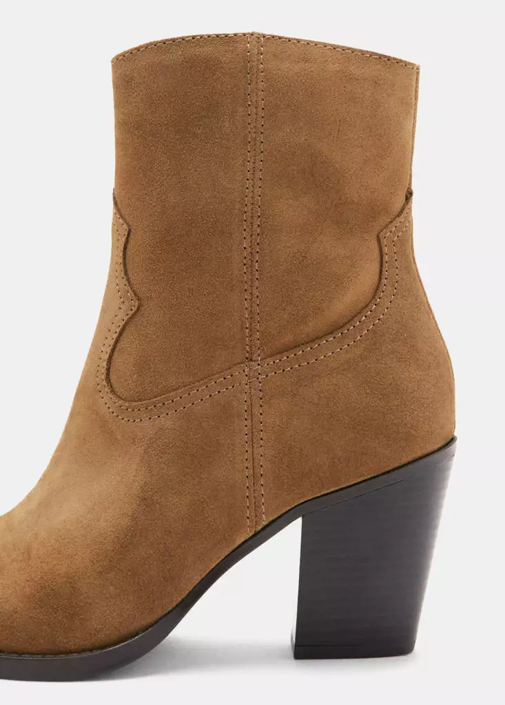 Suede Block-Heel Boots