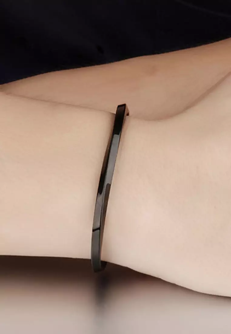 鋼琴黑半開口手鐲