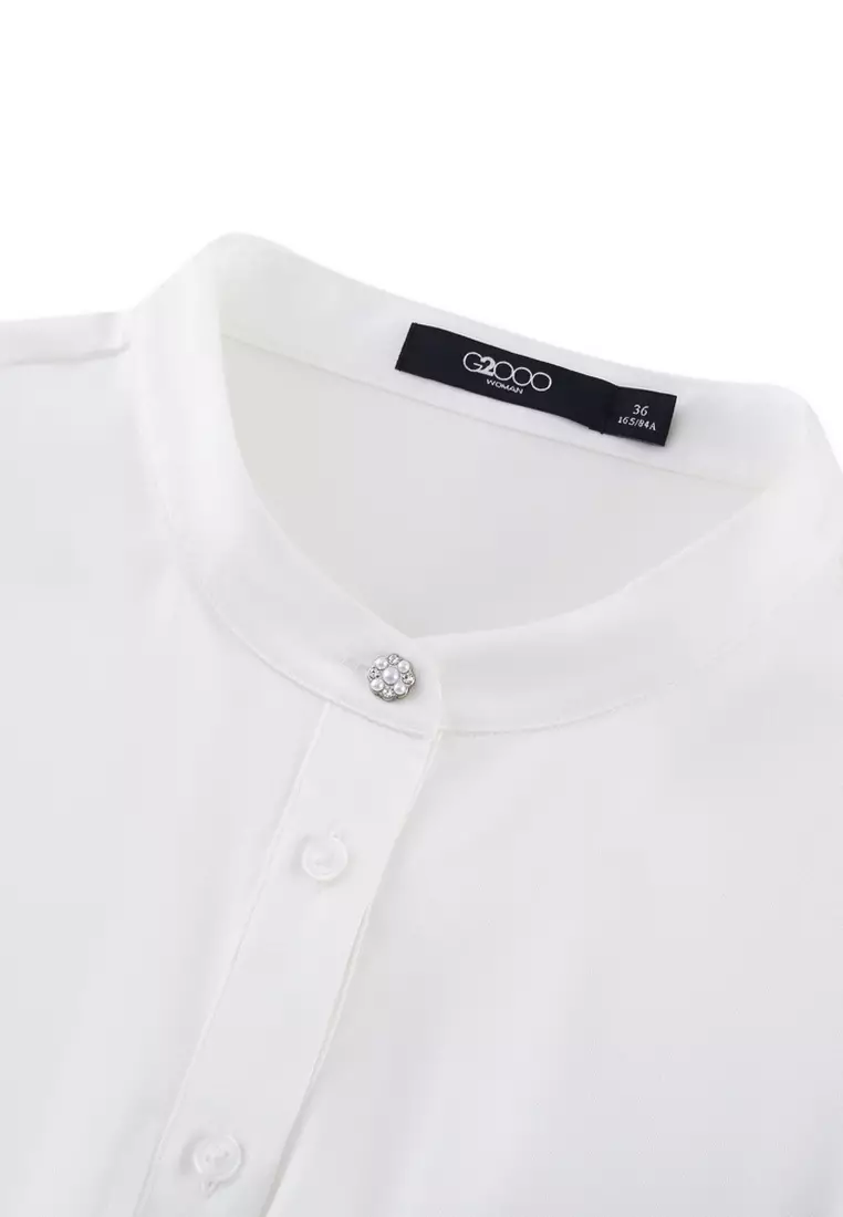 Polyester Stand Collar Blouse