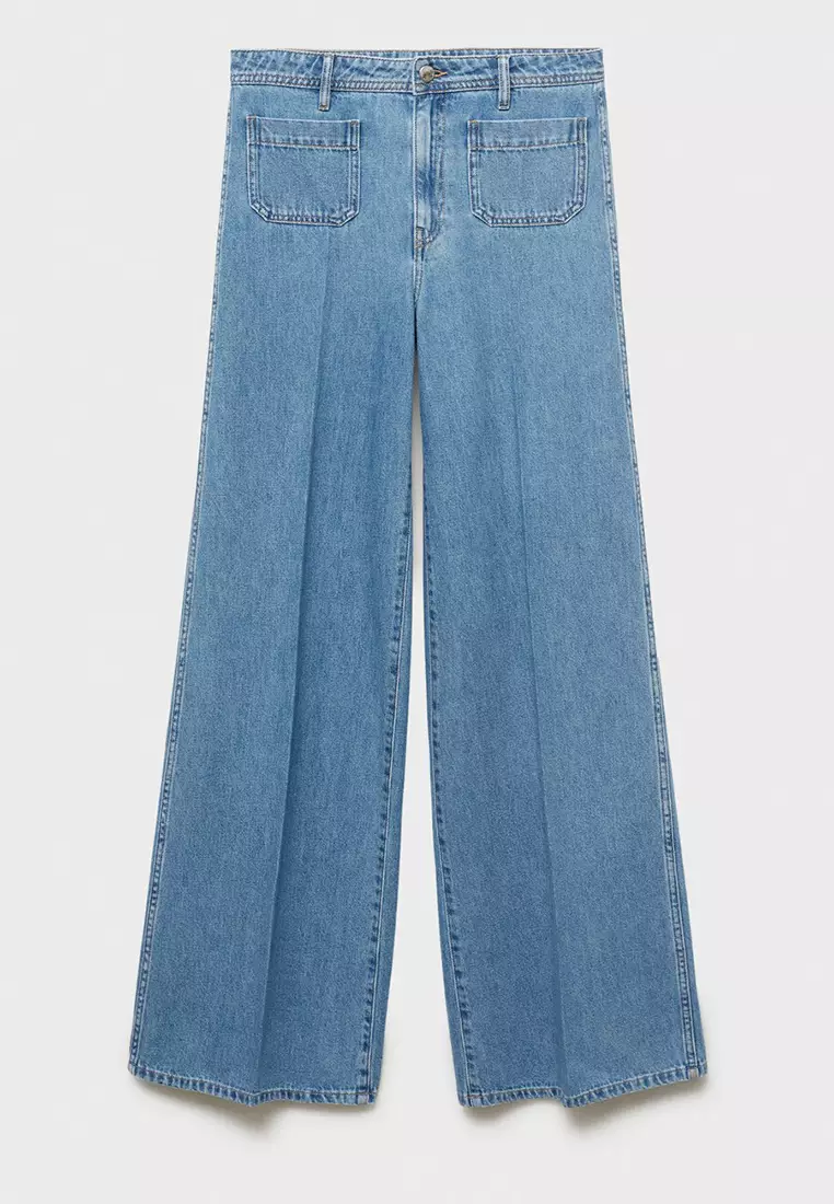 High-Rise Wide Leg Jeans With Pockets