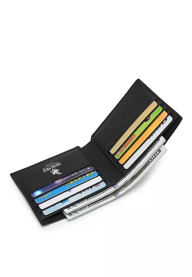 Genuine Leather RFID Short Wallet - Black