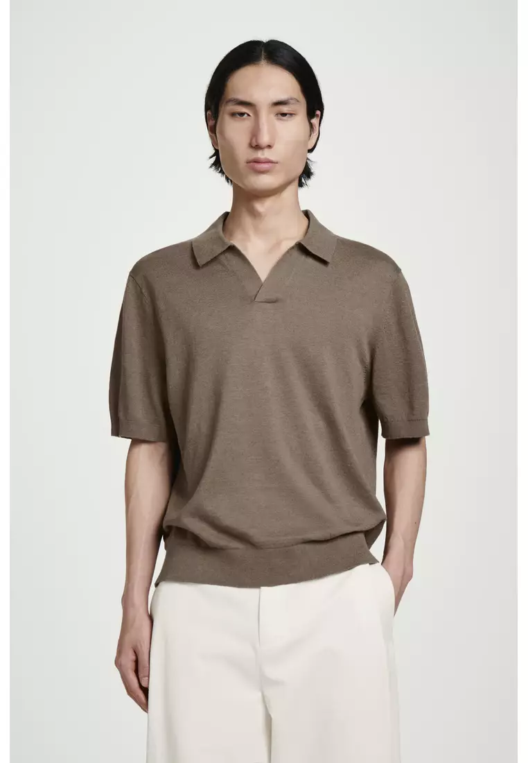KNITTED LINEN POLO SHIRT