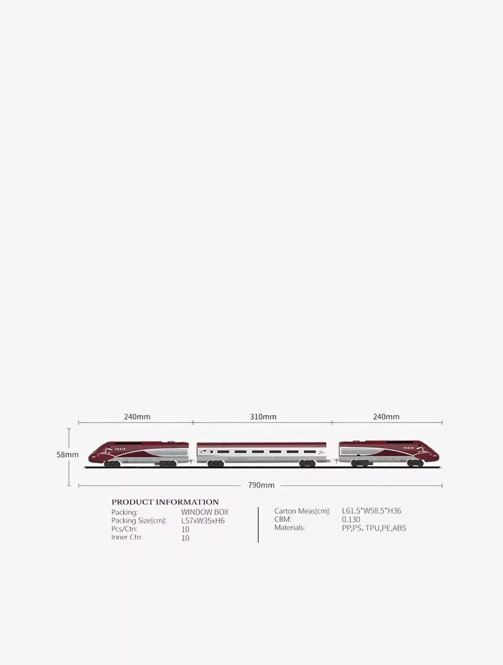 Fenfa Hight Speed Train Maroon - FNF1623C-1