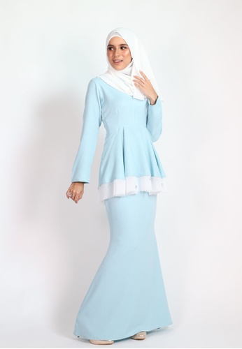 CLARA PEPLUM KURUNG from Coudre Kuala Lumpur in Blue