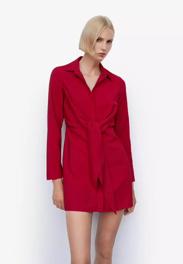 Knot detail shirt dress best sale