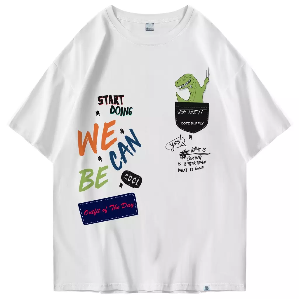 OOTDSUPPLY Oversized Tshirt OOTD T-rex White I Kaos Oversize