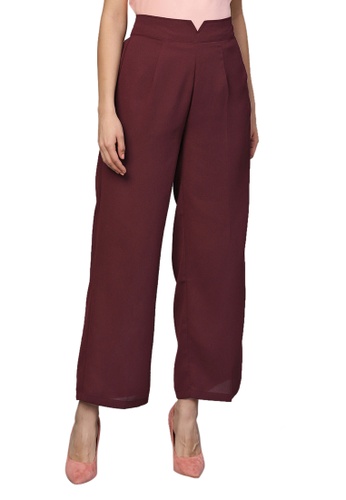 RedCheri red Maroon Wide Leg Trousers D53A0AA56C227AGS_1