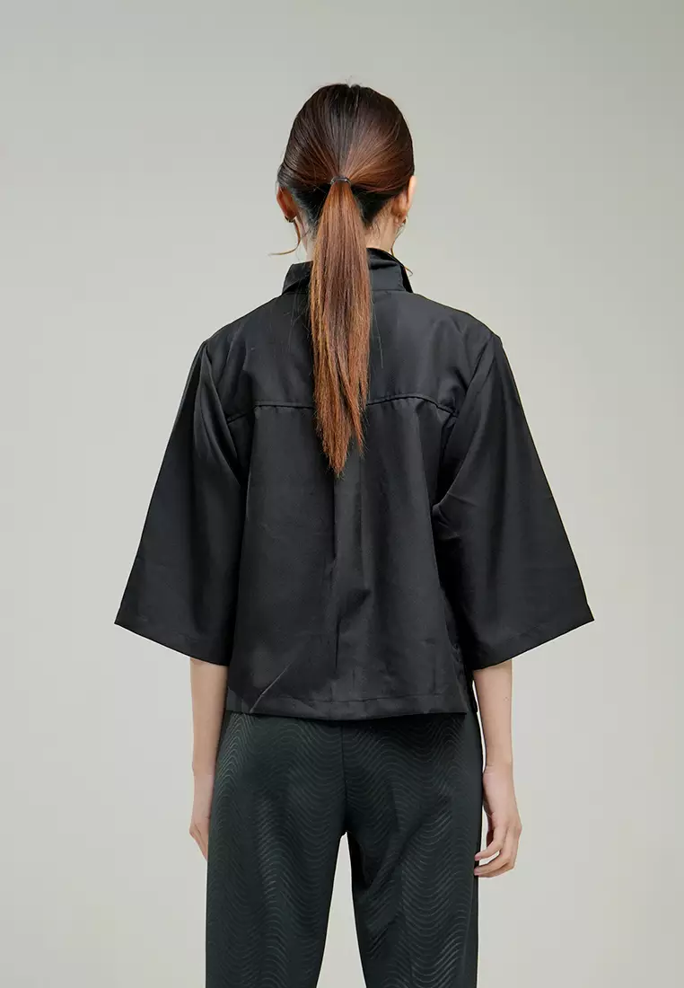 HWR Hardware Clothing Atasan Kemeja Wanita Hardware Cropped Shirt Loose