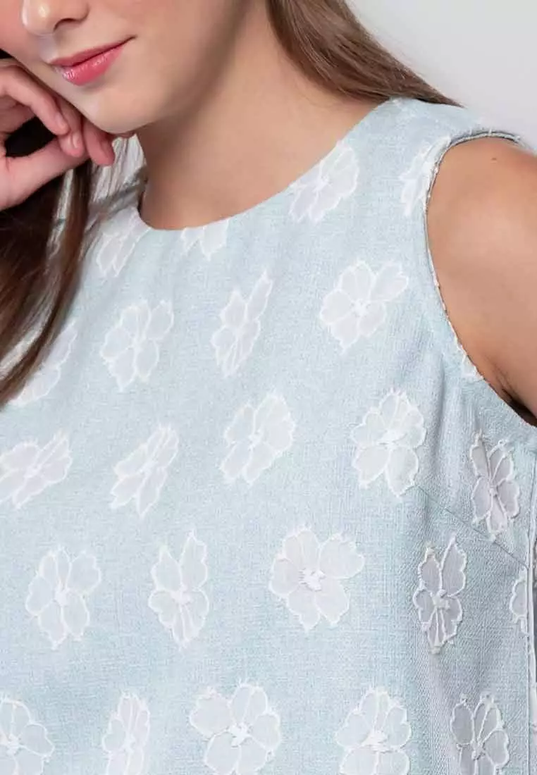 Elysia Rue Floral Embroidered Sleeveless Top