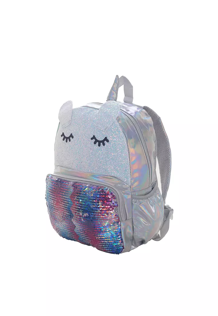 Tas Ransel Anak Unicorn Sequin Medium Silver 35x30 cm