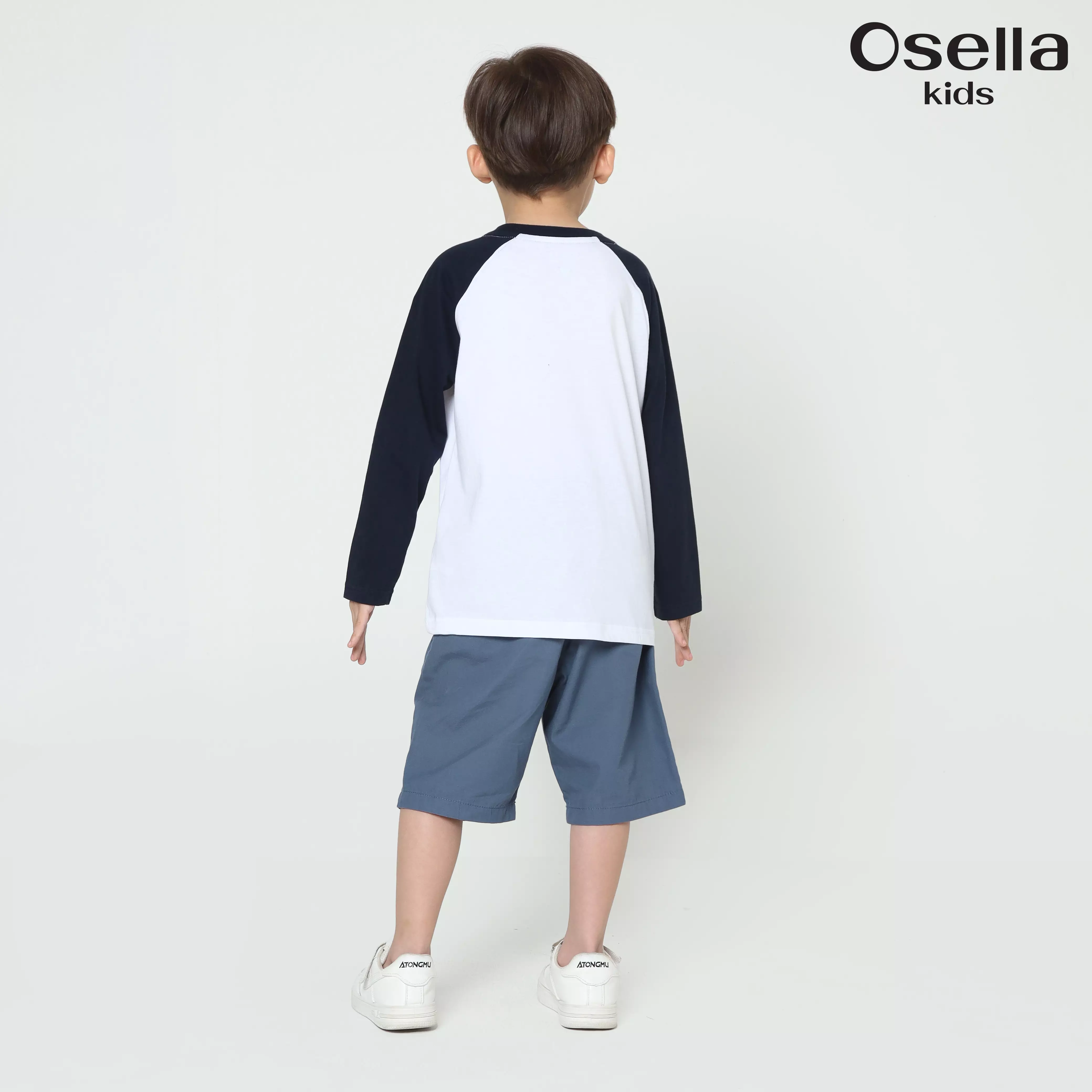 Osella Unlimited Raglan T-Shirt Contrast Long Sleeve In White And Navy  2277500501 | Kaos Lengan Panjang Anak Laki Laki