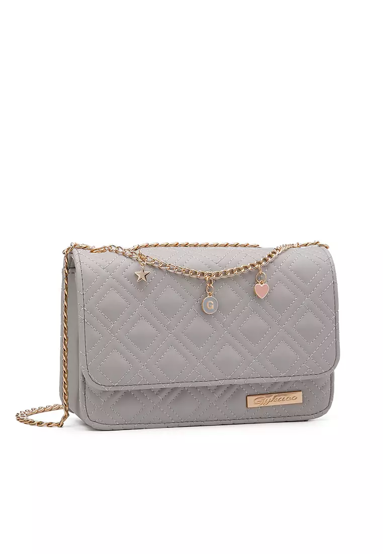 GYKACO MEGUMI Light Grey - Tas Wanita Sling Bag - Fashion Top Handle Bag (Import)