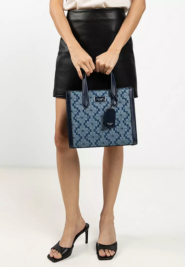 Spade Flower Jacquard Denim Manhattan Small Tote Bag