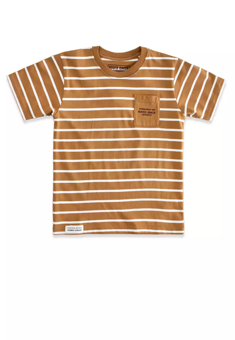 Tshirt/ Kaos Anak Laki/ Rodeo Junior Brown Stripe Tshirt with Pocket