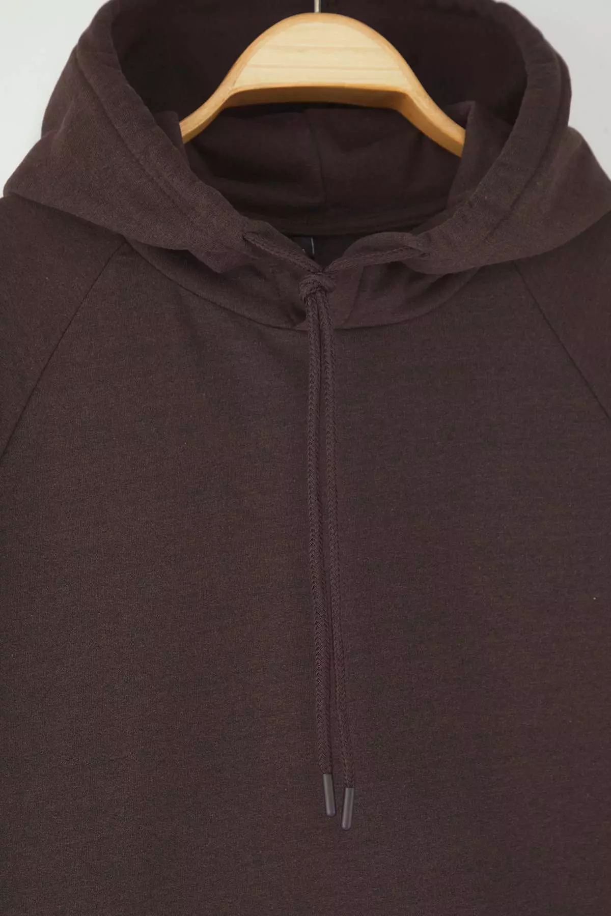 Dark Brown Regular Cut Hooded Fleece Inside Warm Sweatshirt