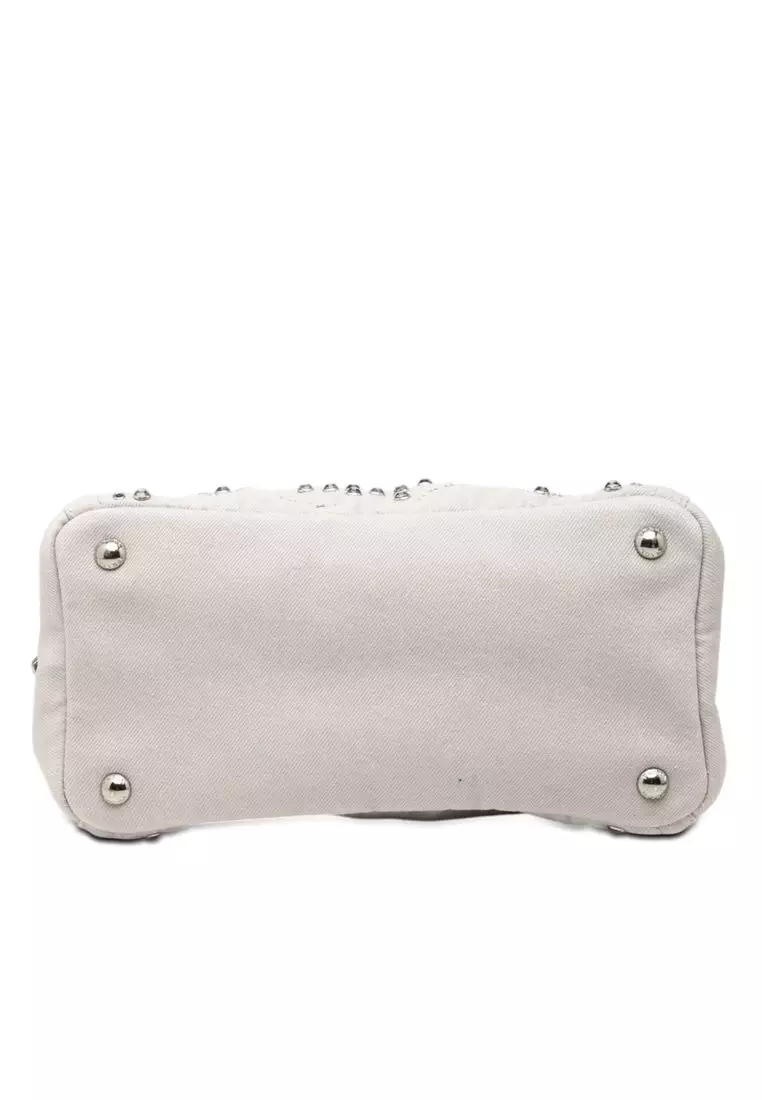 Pre-Loved Prada Small Denim Canapa Bijoux And Grommet Satchel