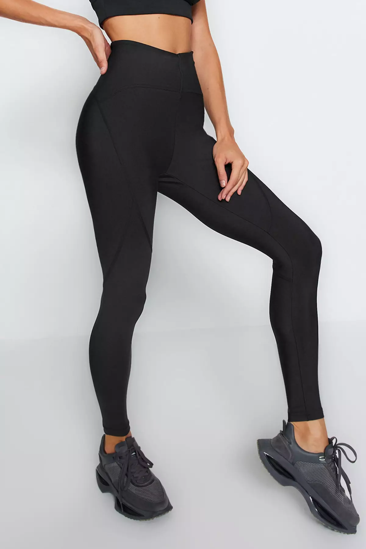 Gym Black Polyester Leggings Shop Custom High Waisted Fitness