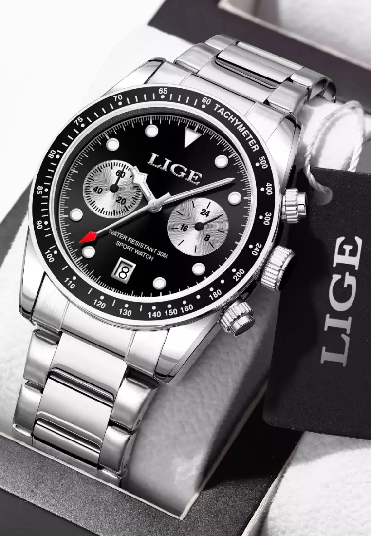 Chronograph Unisex Stainless Steel Quartz Watch, 40mm, Stainless Steel Bracelet