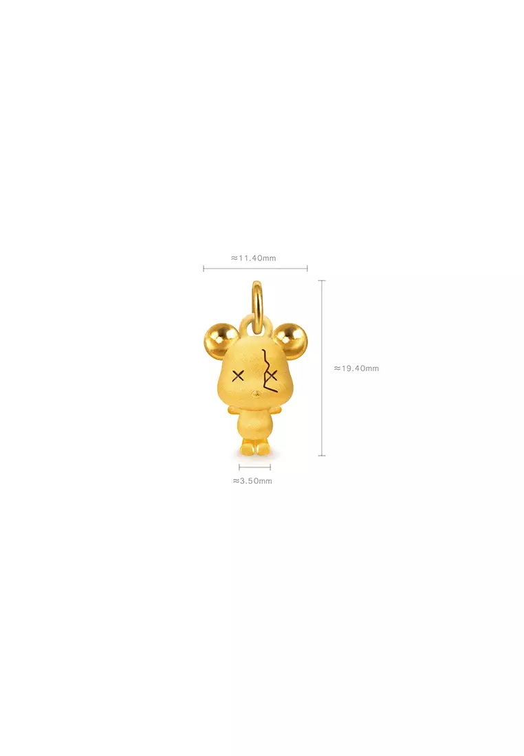 999.9/24K Pure Gold 3D Violent Bear Pendant B638C