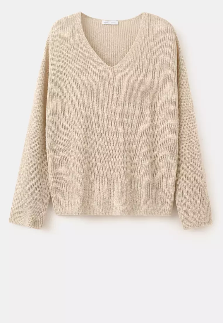 V-Neck Openwork Knitted Sweater