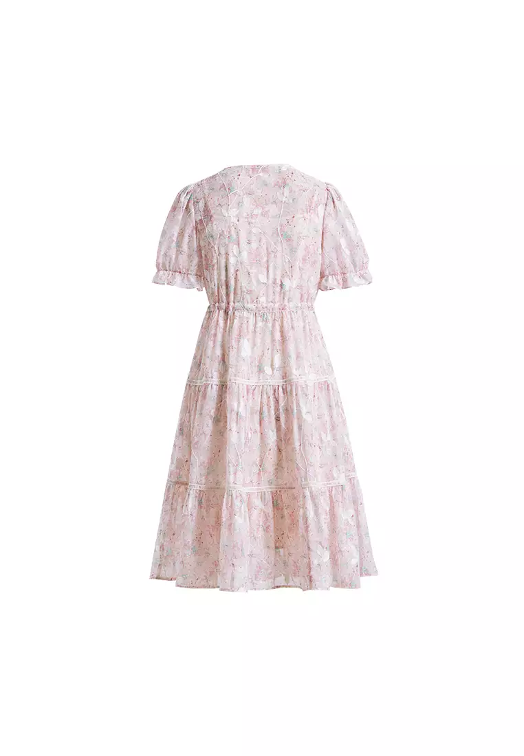 激安‼️未使用タグ付‼️ Tiered Floral Pleated Dress タグ付き未使用Floral Print Random Pleated Dress