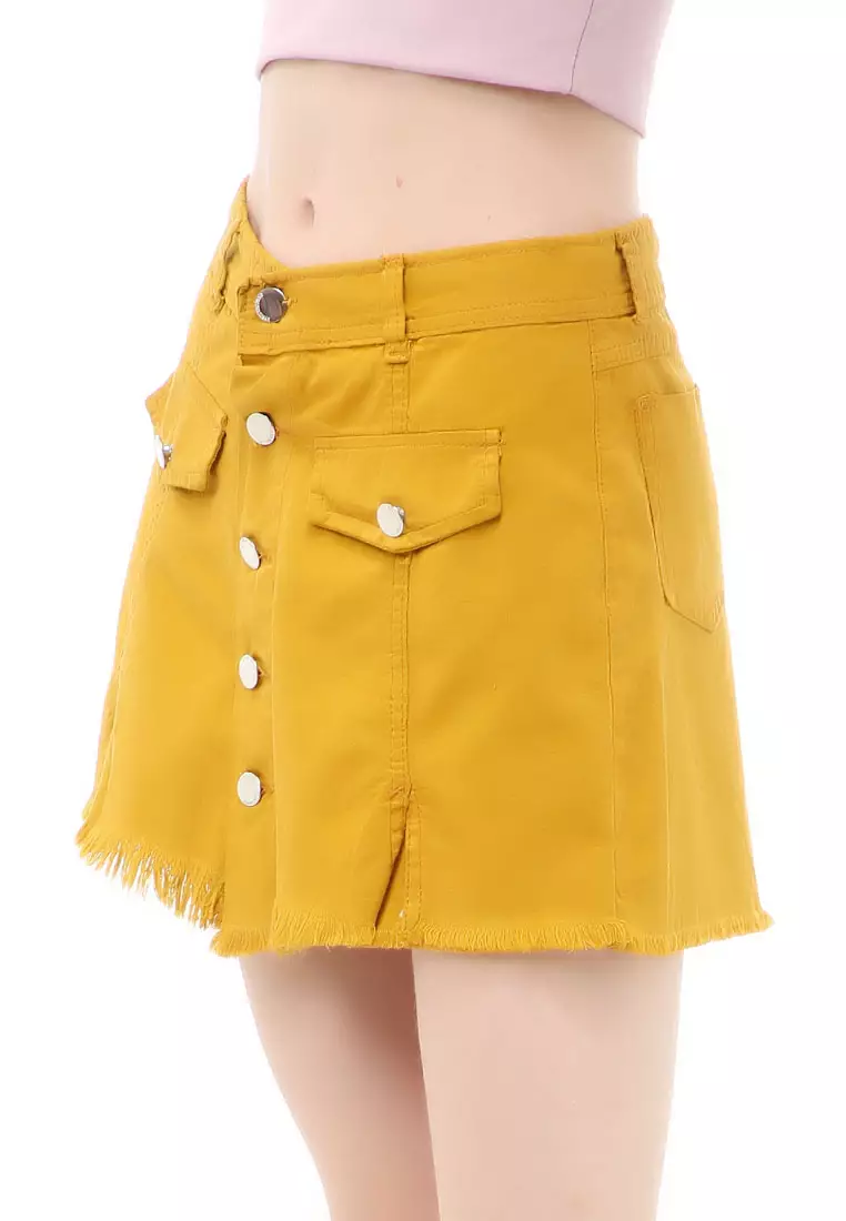 Madoc Short Skirt Pants Rok Celana Pendek Kasual Wanita Stylish Material Denim ORIGINAL - Yellow