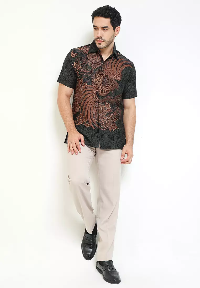 Hem Batik Pria Lengan Pendek Furing Hazel Lining Black