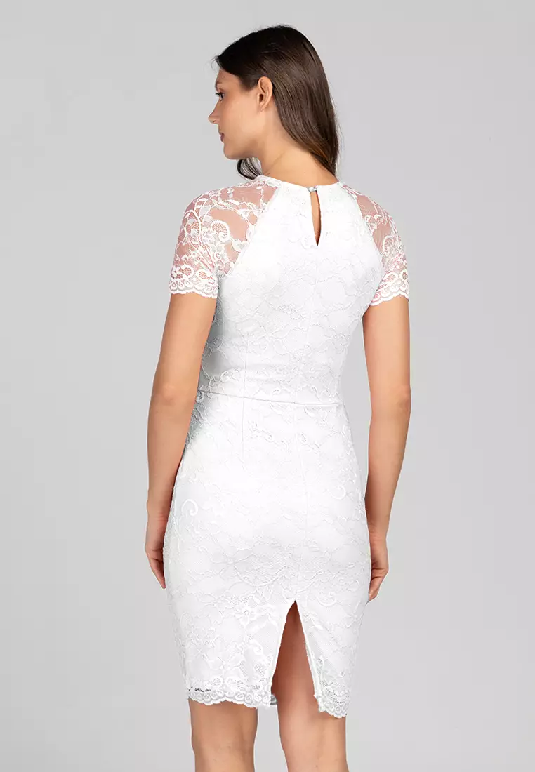 Xanti Raglan Sleeves Lace Shift Stretch Dress
