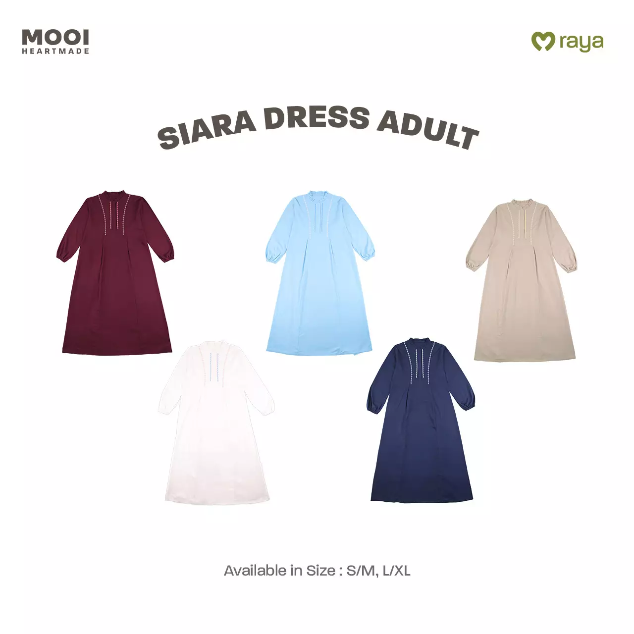 Mooi Dress Dewasa Raya Collection Siara Gamis Adult Basic Series 2026 - White