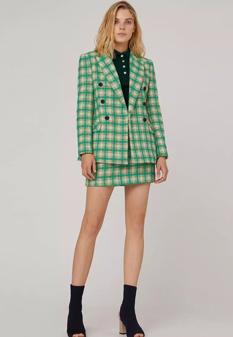 Checkered double on sale breasted blazer