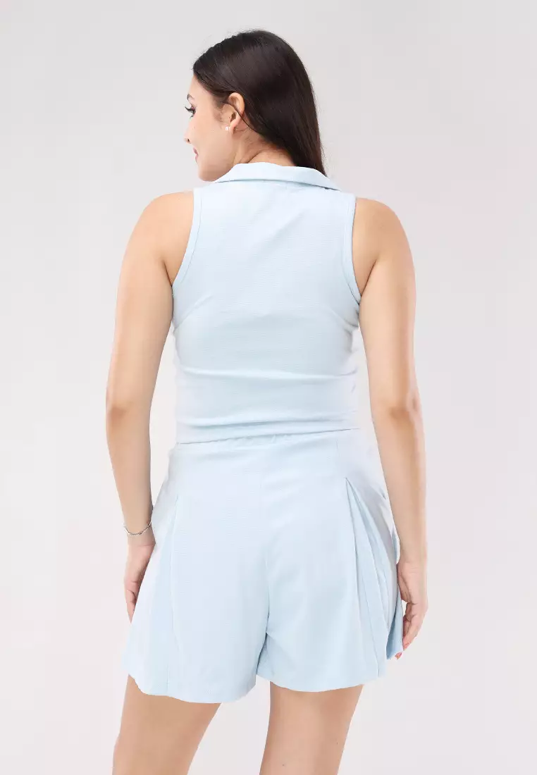 Cotton Spanrib Knits Sleeveless Terno Skort