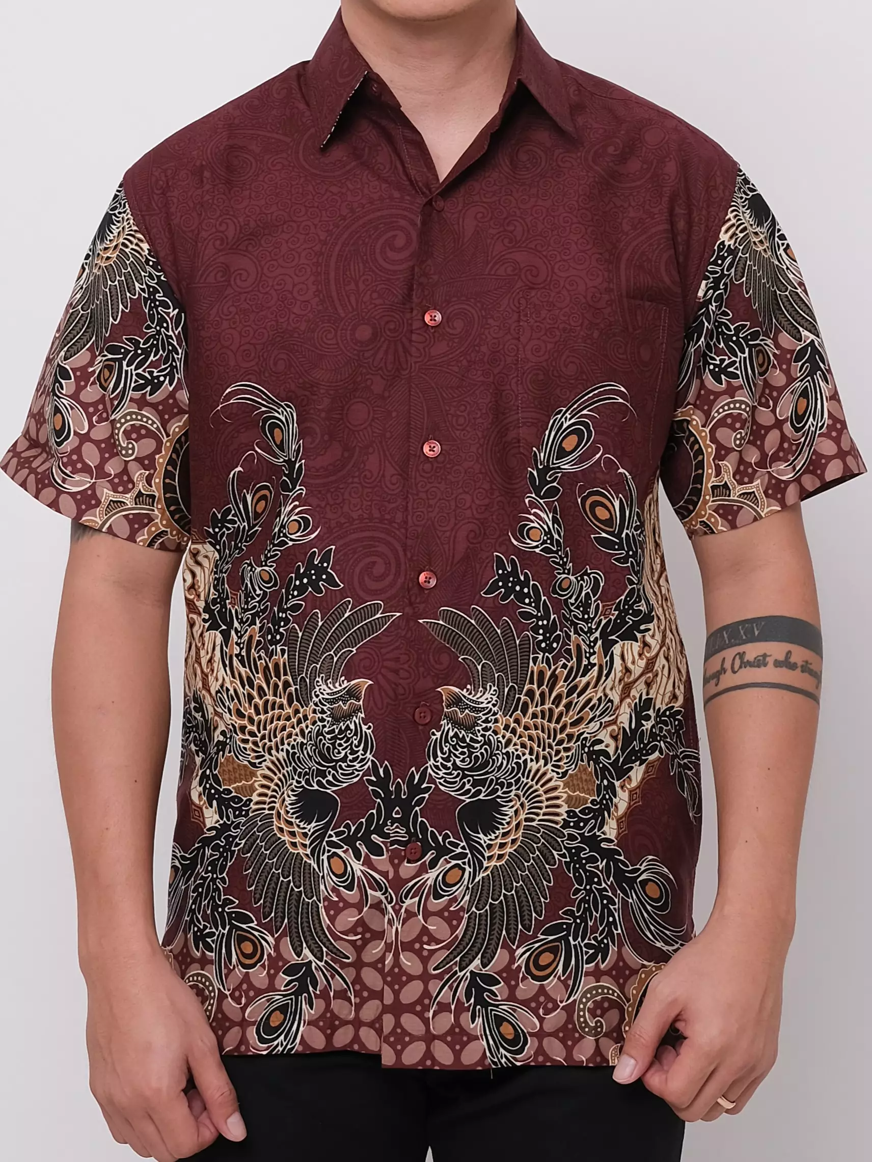 Andre Michel Kemeja Batik Lengan Pendek Maroon 16768