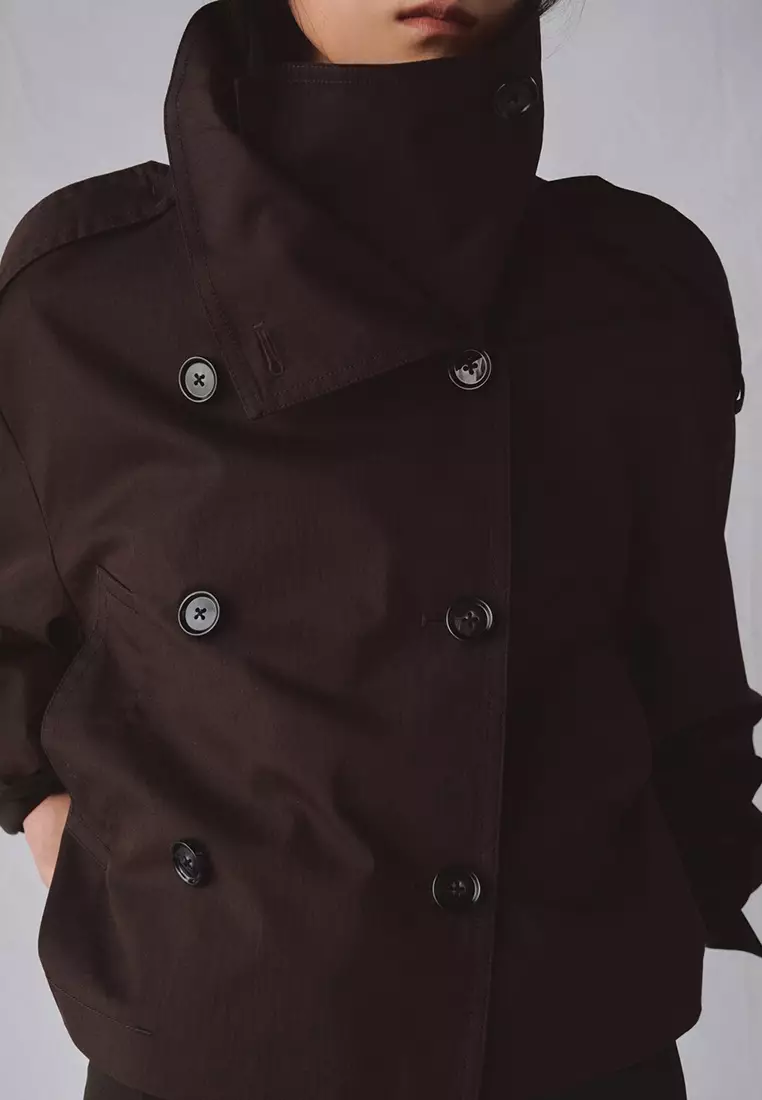 Double-Breasted Cropped Trench Coat