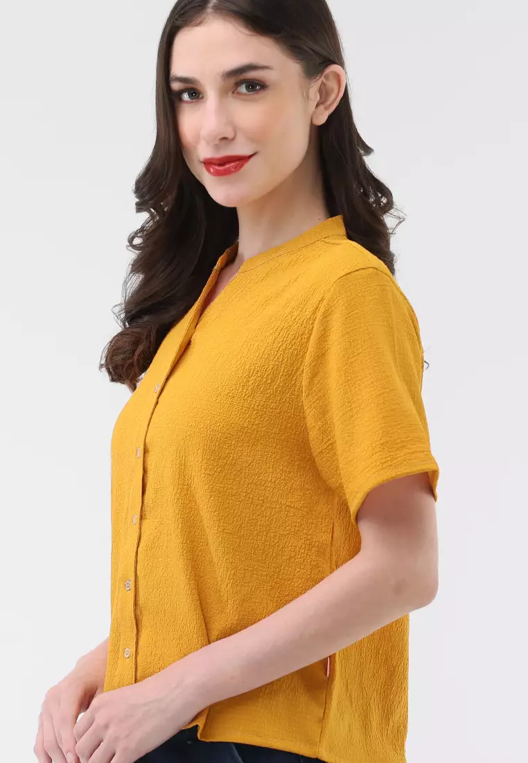 Short Slvs Chinese Collar Blouse