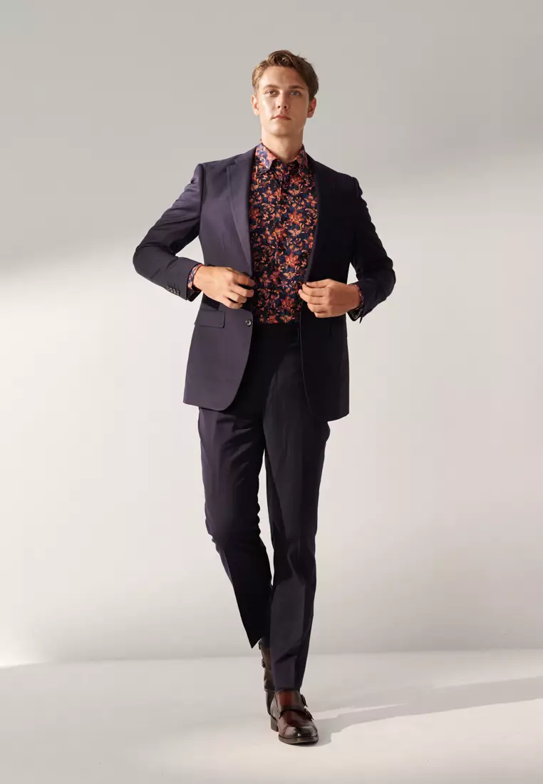 Midnight Blue Pinstripe Tailored Suit