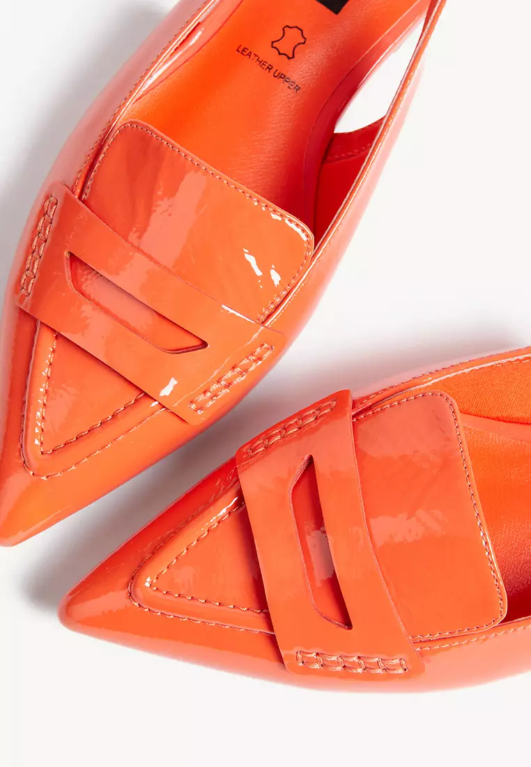 Leather Slip On Flat Slingback Shoes