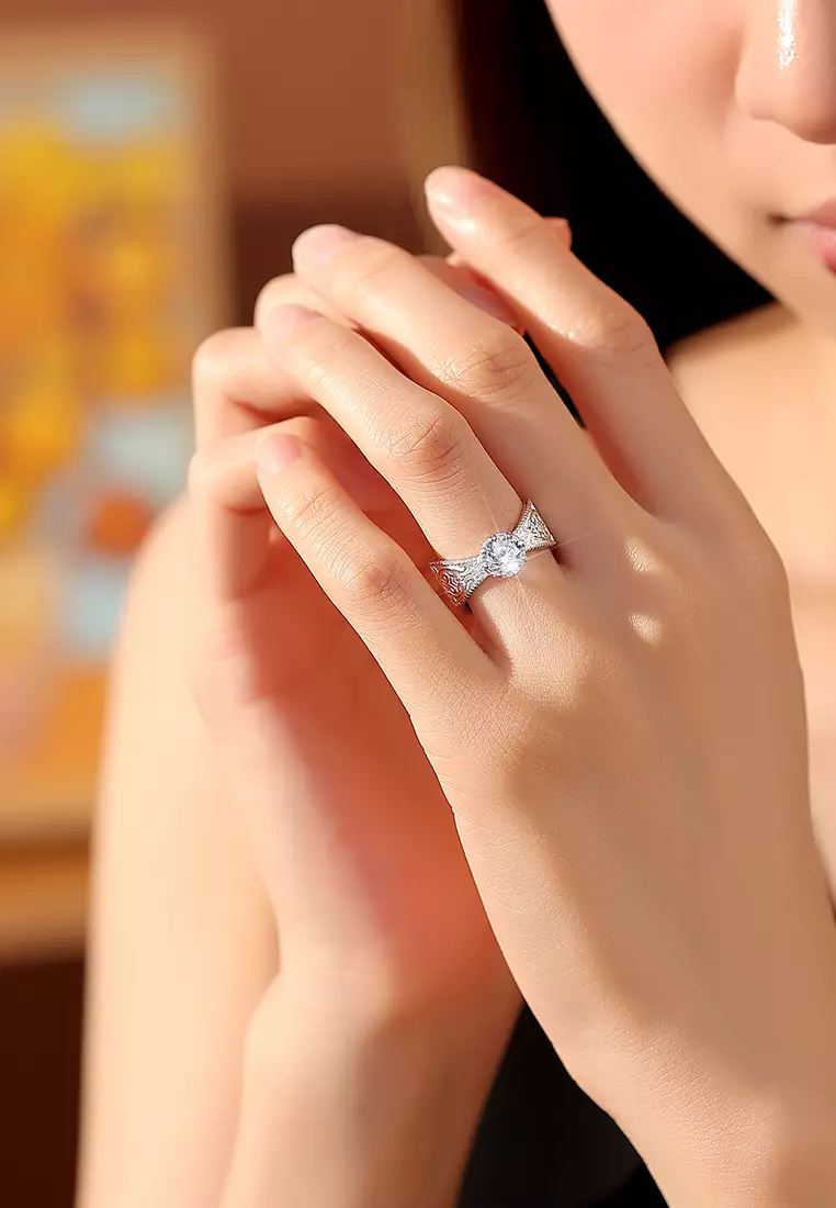 Cincin Wanita R034 Original Free Size Perhiasan Dilapisi Platinum