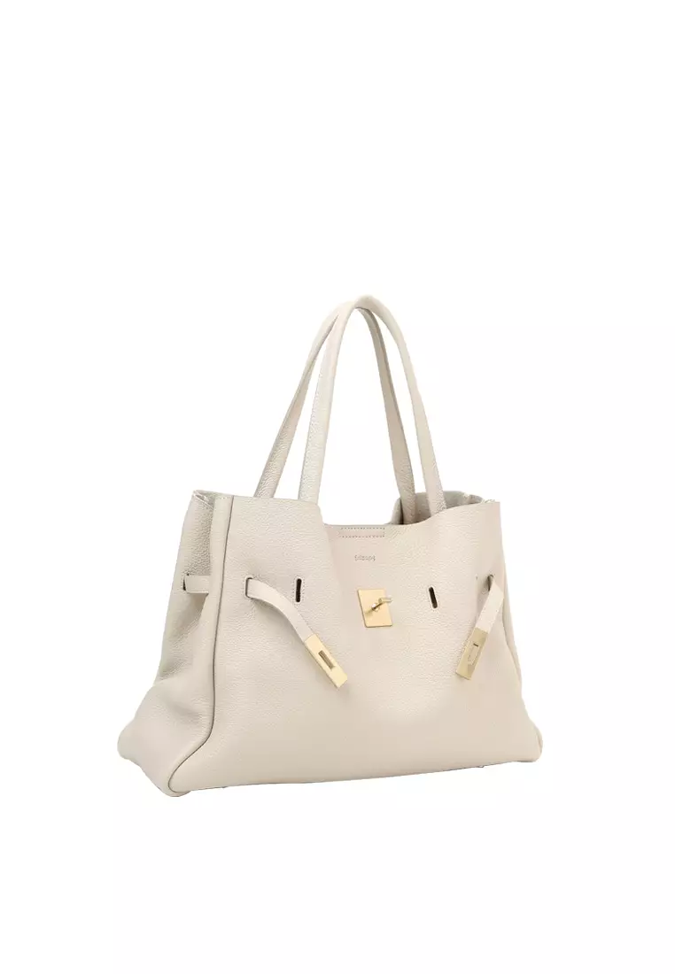 SAOIRSE Soft Structural Belt Tote Bag - Cream Beige